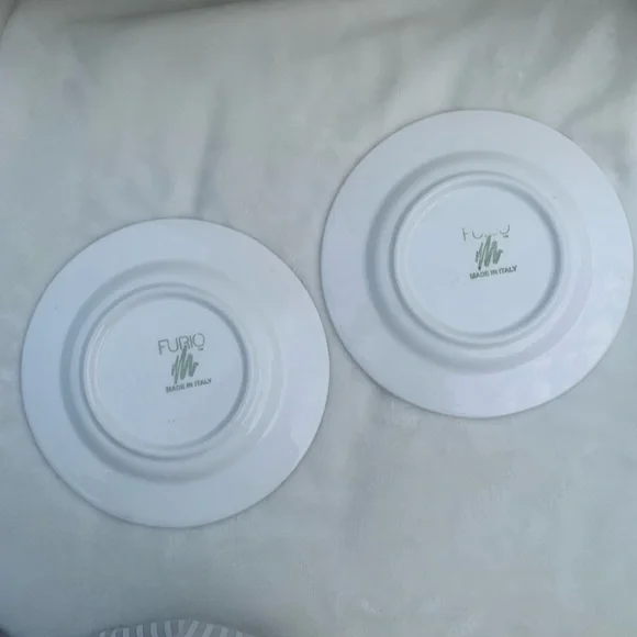 Two Furio 8” Plates White with Blue Grape Vine Design Made in Italy - Picture 3 of 5